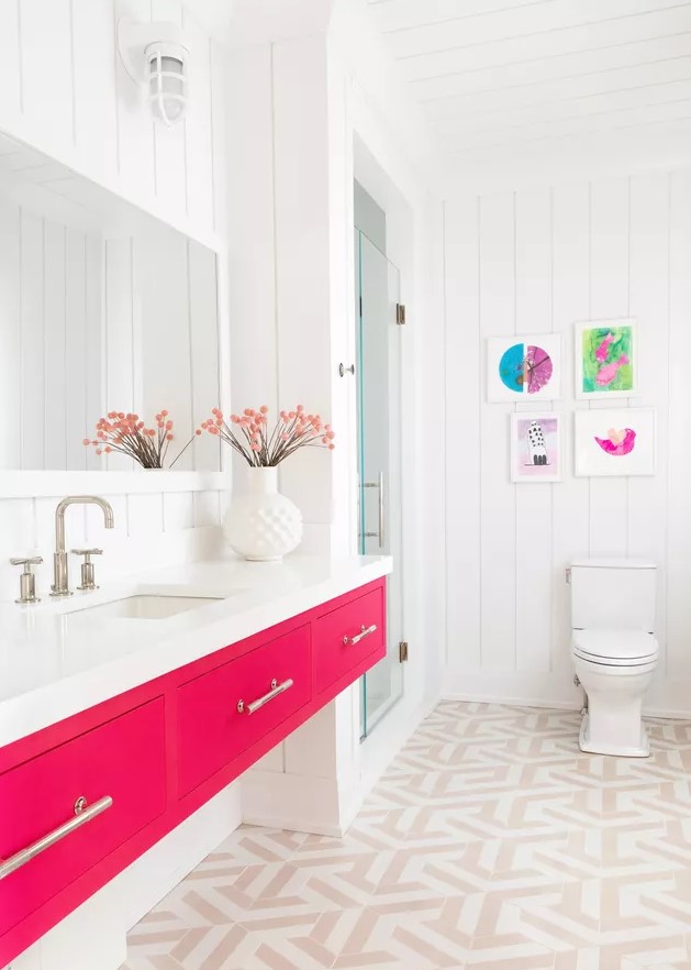 Bright Vanity Pop Girls Bathroom Concepts with a Splash of Color